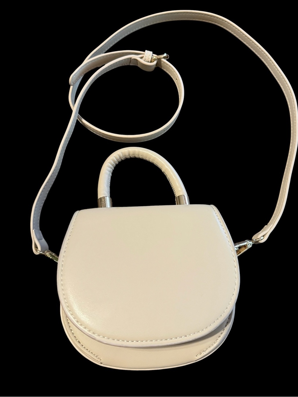 Jennu Santiago vegan leather mini beige mini saddle bag crossbody bag